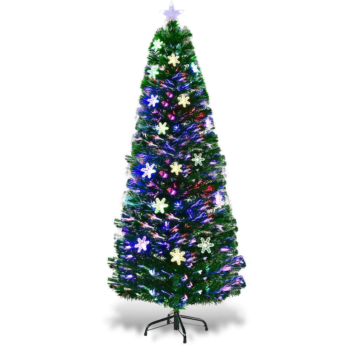 LED Optic Artificial Christmas Tree with Snowflakes-6 Feet