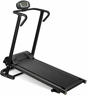 Folding Manual Walking Treadmill, Non-Electric Treadmill With Armrests And Lcd Display, Suitable For Aerobic Sport Fitness Equipment In Home Gym, Office, Apartment - Black by Couch.com