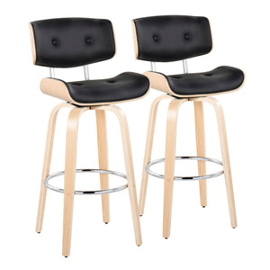 Lombardi - Mid Century Modern Fixed Height Barstool With Swivel With Round Footrest (Set of 2) by Couch.com