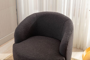 Teddy Fabric Swivel Accent Armchair Barrel Chair With Powder Coating Metal Ring