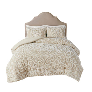 Full/Queen 3 Piece Tufted Cotton Duvet Cover Set