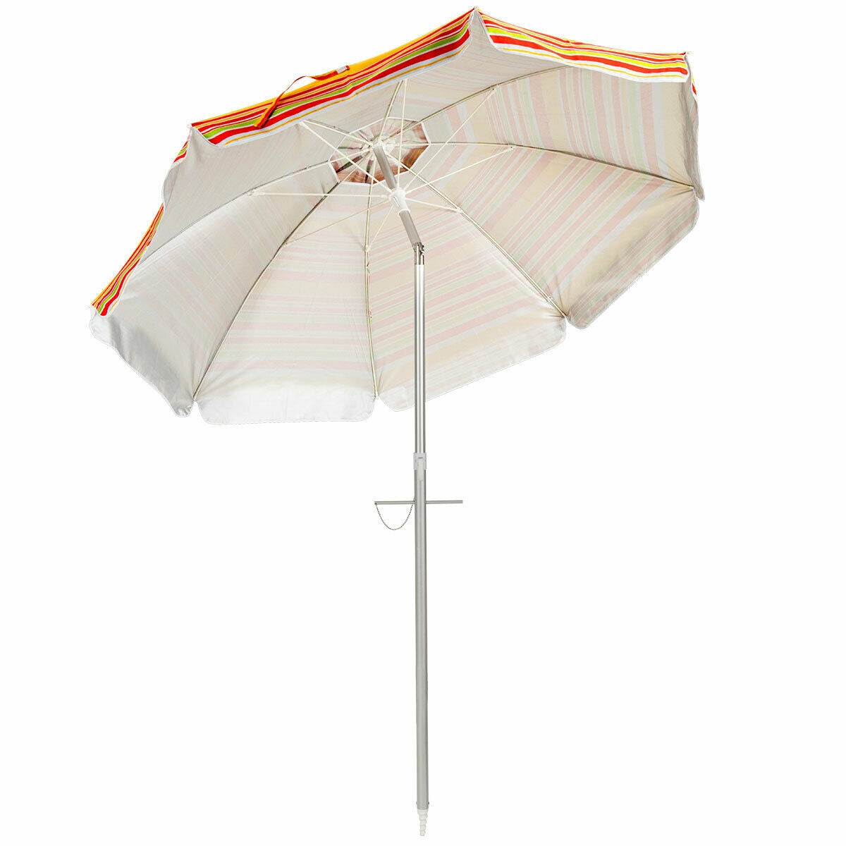 6.5 Feet Beach Umbrella with Sun Shade and Carry Bag without Weight Base-Blue