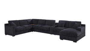 Celine - Chenille Fabric Corner Sectional Sofa With Right-Facing Chaise, Cupholders, And Charging Ports by Couch.com