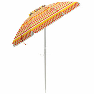 6.5 Feet Beach Umbrella with Sun Shade and Carry Bag without Weight Base-Blue