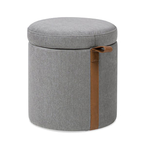Brandy - Round Upholstered Storage Ottoman With Leather Accent by Couch.com