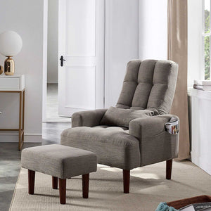 Living Room Sofa Single Chair And Ottoman, Modern Multi-Function Fabric Living Room Sofa Lounge Chair Bed And Stool. Soft Leisure Single Chair Adjustable Into 5 Angles With Sofa Bed by Couch.com