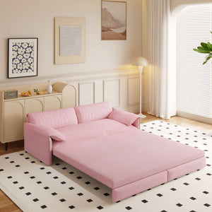 Pull Out 3 In 1 Convertible Sleeper Sofa With Side Storage, Multi Functional