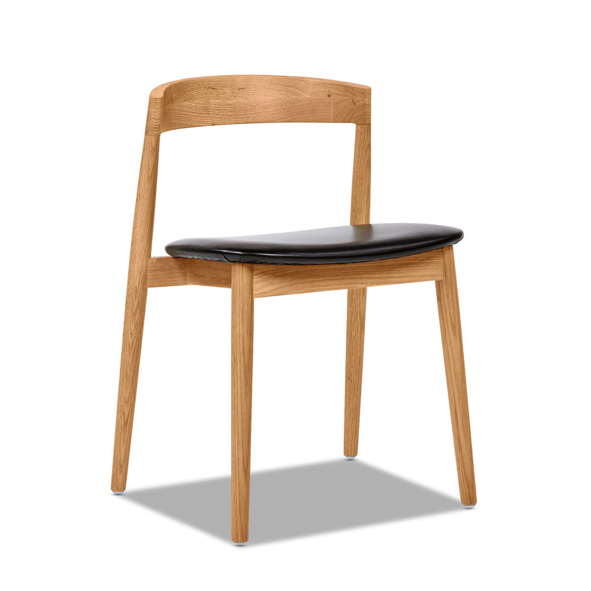 Raven - Stacking Sculpted Oak Dining Chair - Warm Natural Brown / Black by Couch.com