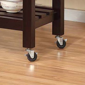 Kitchen Cart Red Cocoa Faux Marble Chunky Thick Top Two Drawers Locking Rubber Wheel Castors Slat Vented Shelves Towel Bar - Espresso by Couch.com