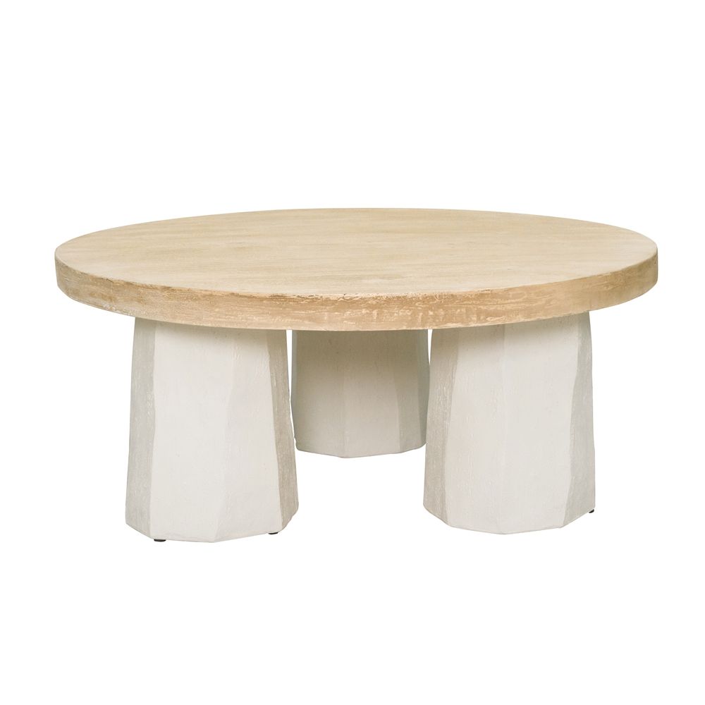 Decorative Coffee Table With Wooden Top And Magnesium Base - Brown White by Couch.com