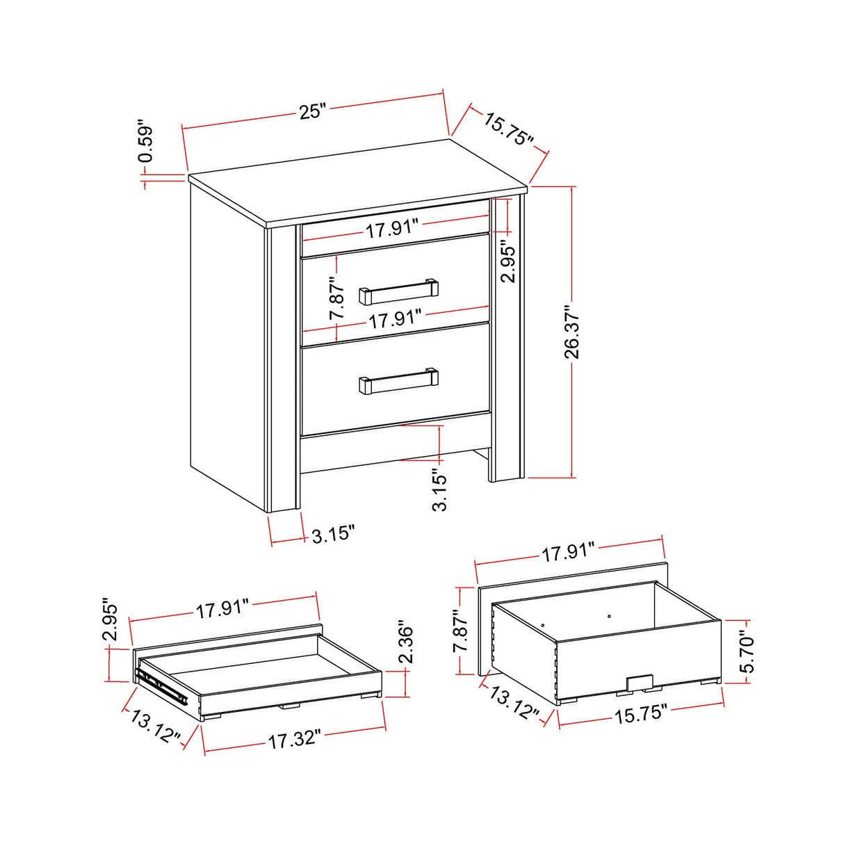 Lorenzo - Nightstand With Hidden Compartment And Handles - Silver