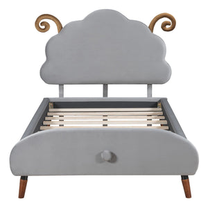 Upholstered Platform Bed With Sheep Shaped Headboard by Couch.com