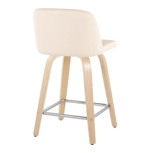 Toriano - Contemporary Fixed Height Counter Stool With Swivel With Square Footrest (Set of 2) by Couch.com