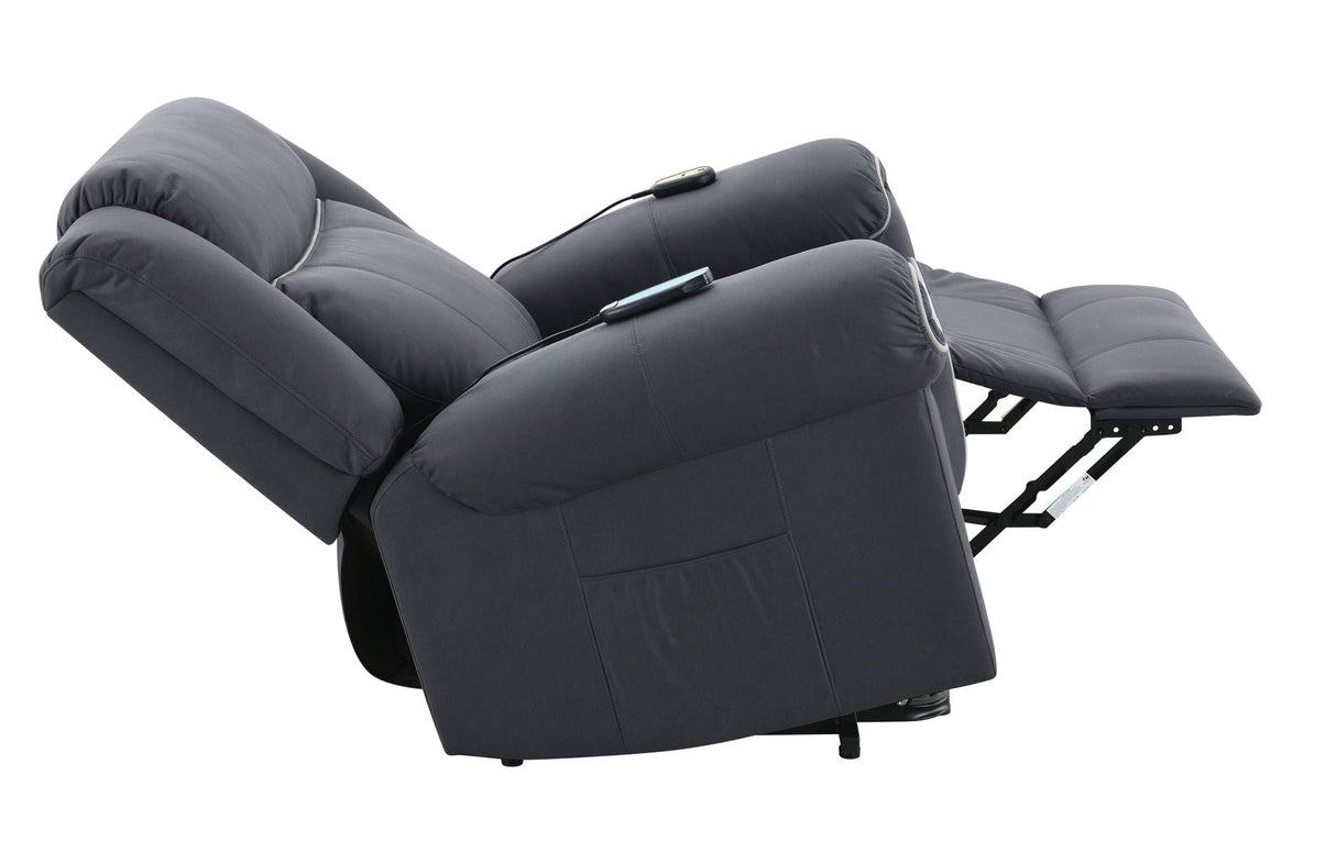 Domana - Polished Microfiber Power Nirion Recliner With Lift Heating Massage Chair - Dark Blue by Couch.com