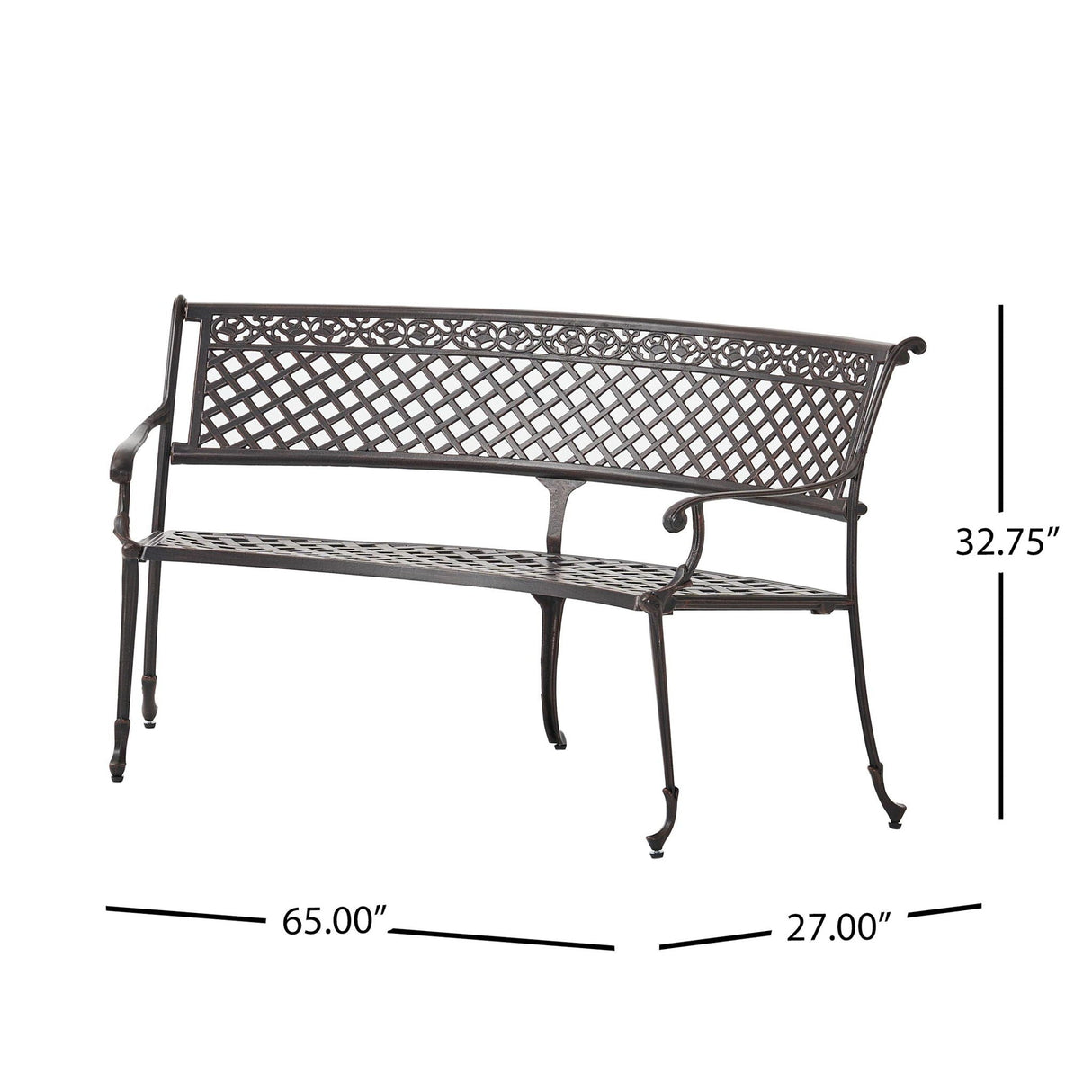 Sector - Bench With Curved Design And Diamond Cross Seat - Copper by Couch.com