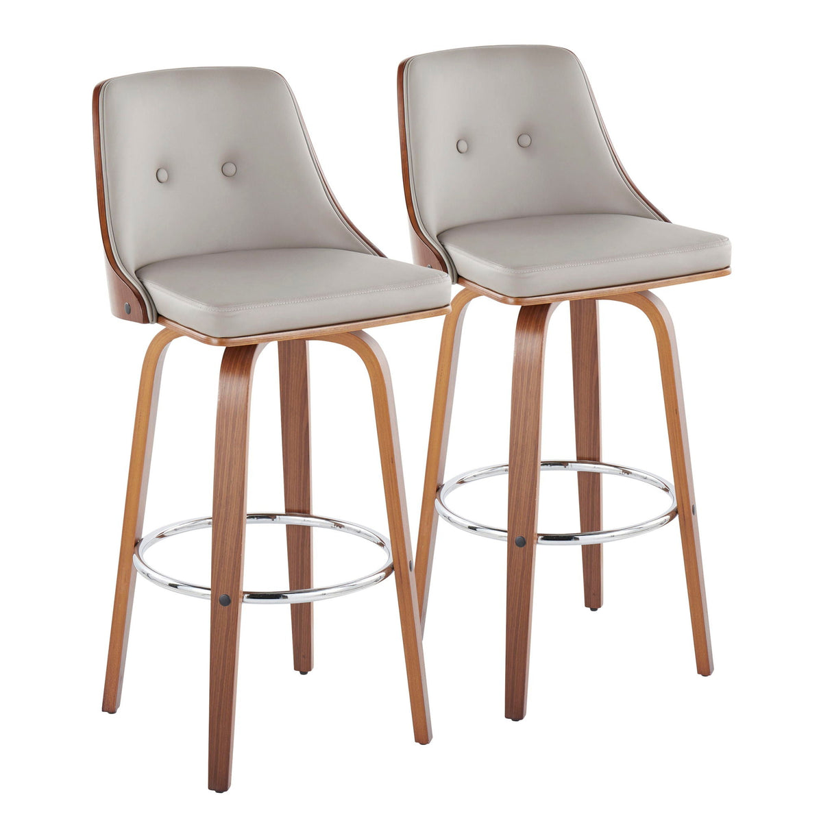 Gianna - Mid Century Modern Fixed Height Barstool With Swivel With Round Footrest (Set of 2) by Couch.com
