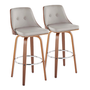 Gianna - Mid Century Modern Fixed Height Barstool With Swivel With Round Footrest (Set of 2) by Couch.com