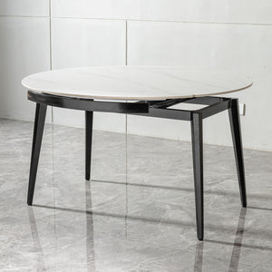 Modern Extendable Round Dining Table With Sintered Stone Top - White / Black by Couch.com