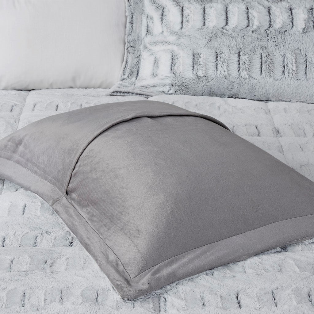 King/Cal King Back Print Long Fur Comforter Mini Set
