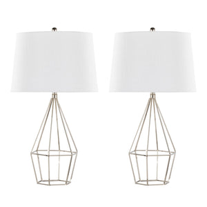 Diana - Contemporary Table Lamp (Set of 2) - Polished Nickel / Black Satin by Couch.com