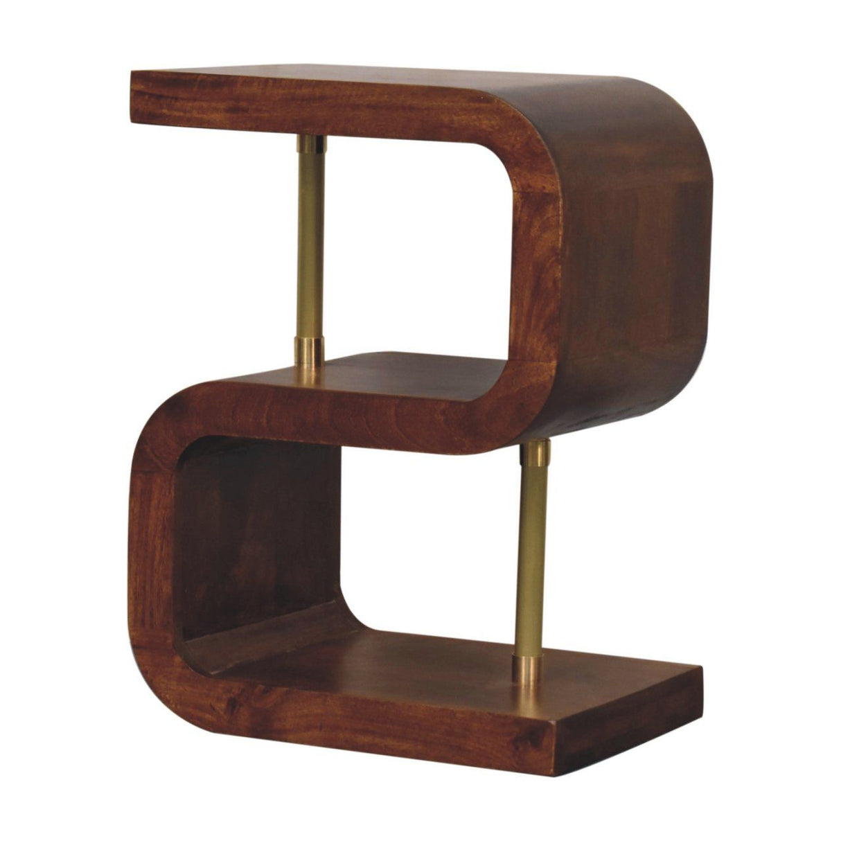 S Curve Brass Bedside Table - Dark Brown by Couch.com