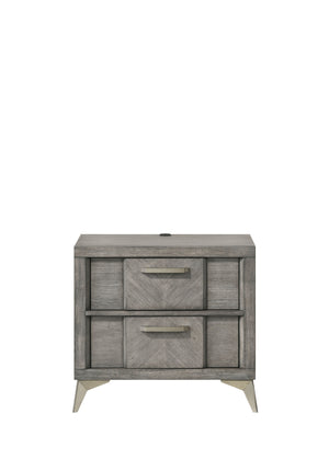 2 Drawer Night Bookmatched Veneers - Gray by Couch.com