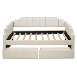 Upholstered Daybed With Drawers, Slat Support by Couch.com