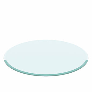 Round Tempered Glass Table Top Clear Glass, Thick Beveled Polished Edge - Black by Couch.com