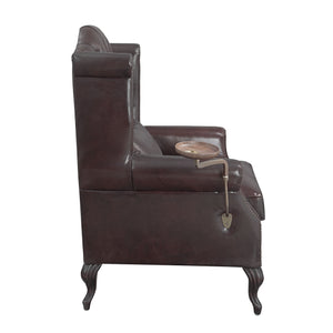 Pino - Vintage Top Grain Leather Accent Chair With 1 Toss Pillow - Brown by Couch.com
