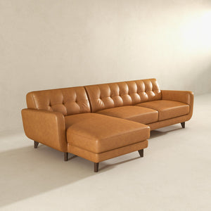 Allison - Mid-Century Modern Leather Sectional Sofa Chaise by Couch.com