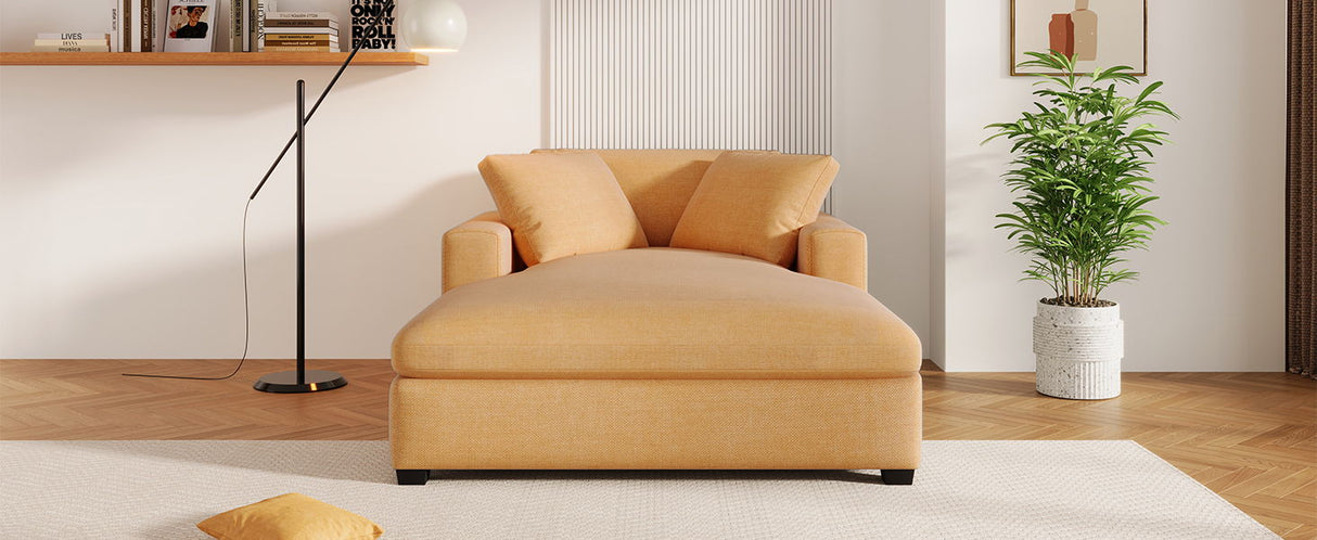Oversized Chaise, Lounge Chair Classic Design, Soft Fabric, Durable Frame With Solid Wood Legs by Couch.com