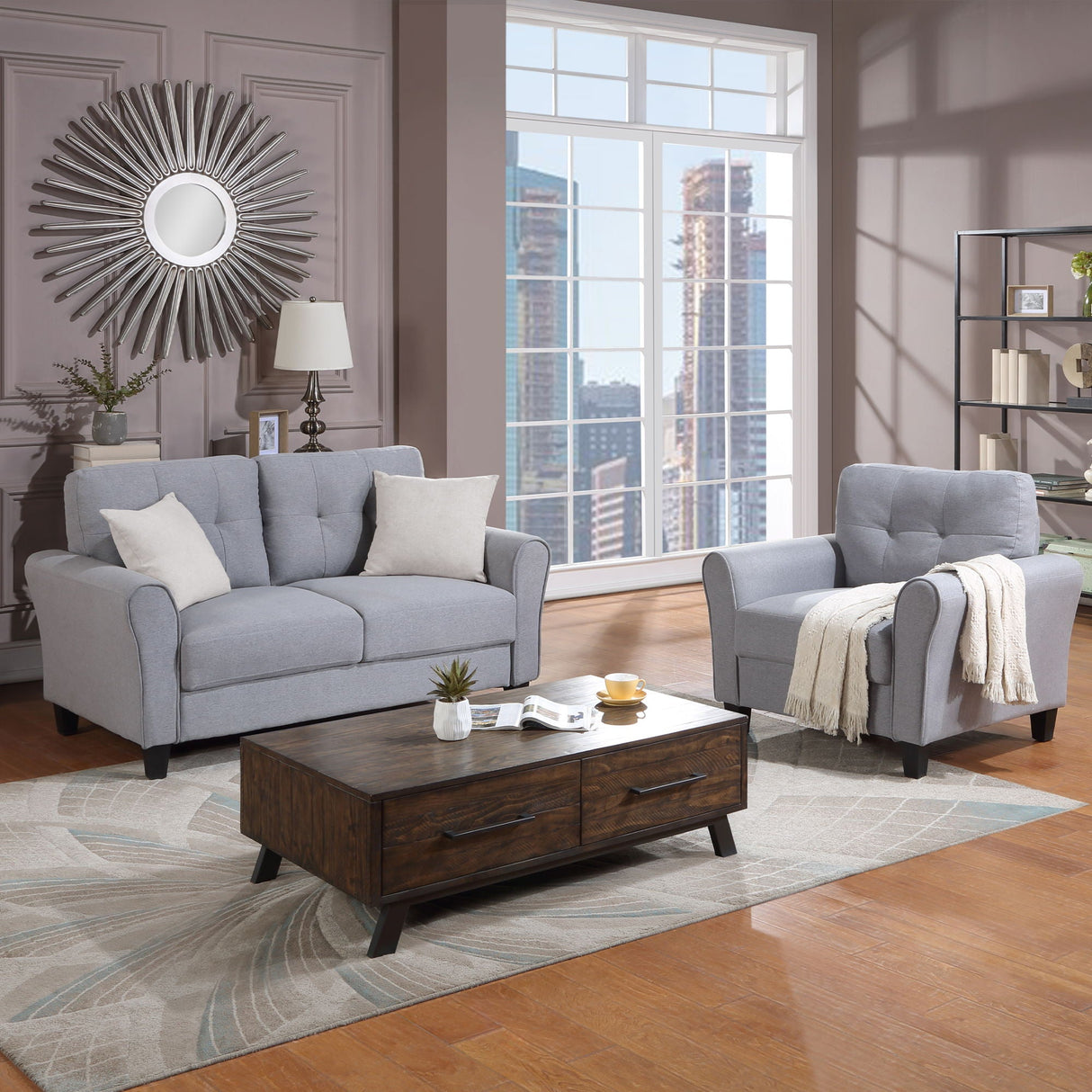 Modern Living Room Sofa Set Linen Upholstered Couch Furniture For Home Office by Couch.com