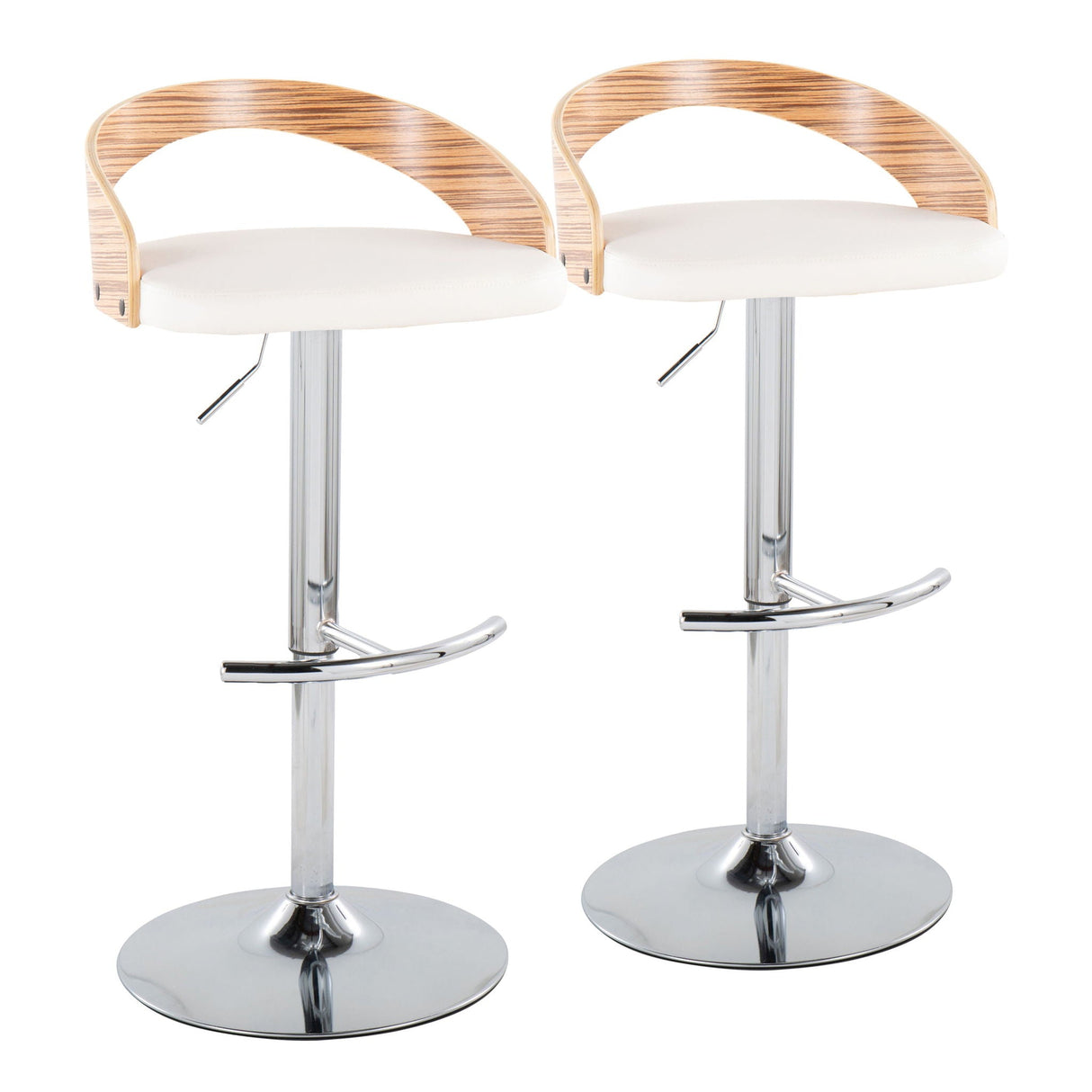 Grotto - Contemporary, Adjustable Barstool With Swivel With Rounded T Footrest (Set of 2) by Couch.com