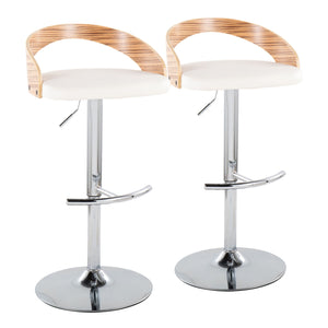 Grotto - Contemporary, Adjustable Barstool With Swivel With Rounded T Footrest (Set of 2) by Couch.com