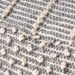 Diamond - Handcrafted Faux Yarn Pouf - Ivory / Gray by Couch.com