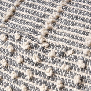 Diamond - Handcrafted Faux Yarn Pouf - Ivory / Gray