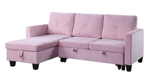 Nova - Velvet Reversible Sleeper Sectional Sofa With Storage Chaise by Couch.com