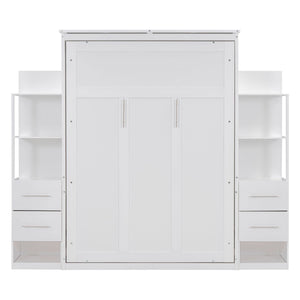 Murphy Wall Bed With LED Lights, Shelves And Drawers by Couch.com