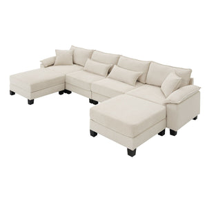 Wide Seat Modular Sectional Bed Sleeper Couch Set With Armrest Pillow 6 Seat, Free Combination Sofa With Ottomans Oversized by Couch.com