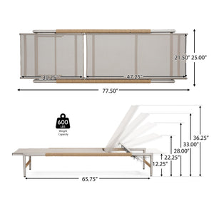Hargrove Outdoor Aluminum Chaise Lounge with Mesh Seat