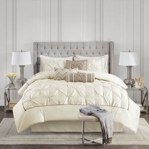 7 Piece Tufted Comforter Set Ivory Full
