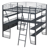 Loft Bed With 4 Layers Of Shelves And L-Shaped Desk, Stylish Metal Frame Bed With A Set Of Sockets, USB Ports And And Wireless Charging by Couch.com