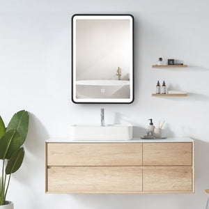 24X30" Led Black Framed Wall Mount Medicine Cabinet With Mirror Anti - Fog Function 3 Colors With Light - Black by Couch.com