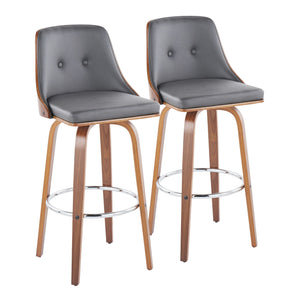 Gianna - Mid Century Modern Fixed Height Barstool With Swivel With Round Footrest (Set of 2) by Couch.com