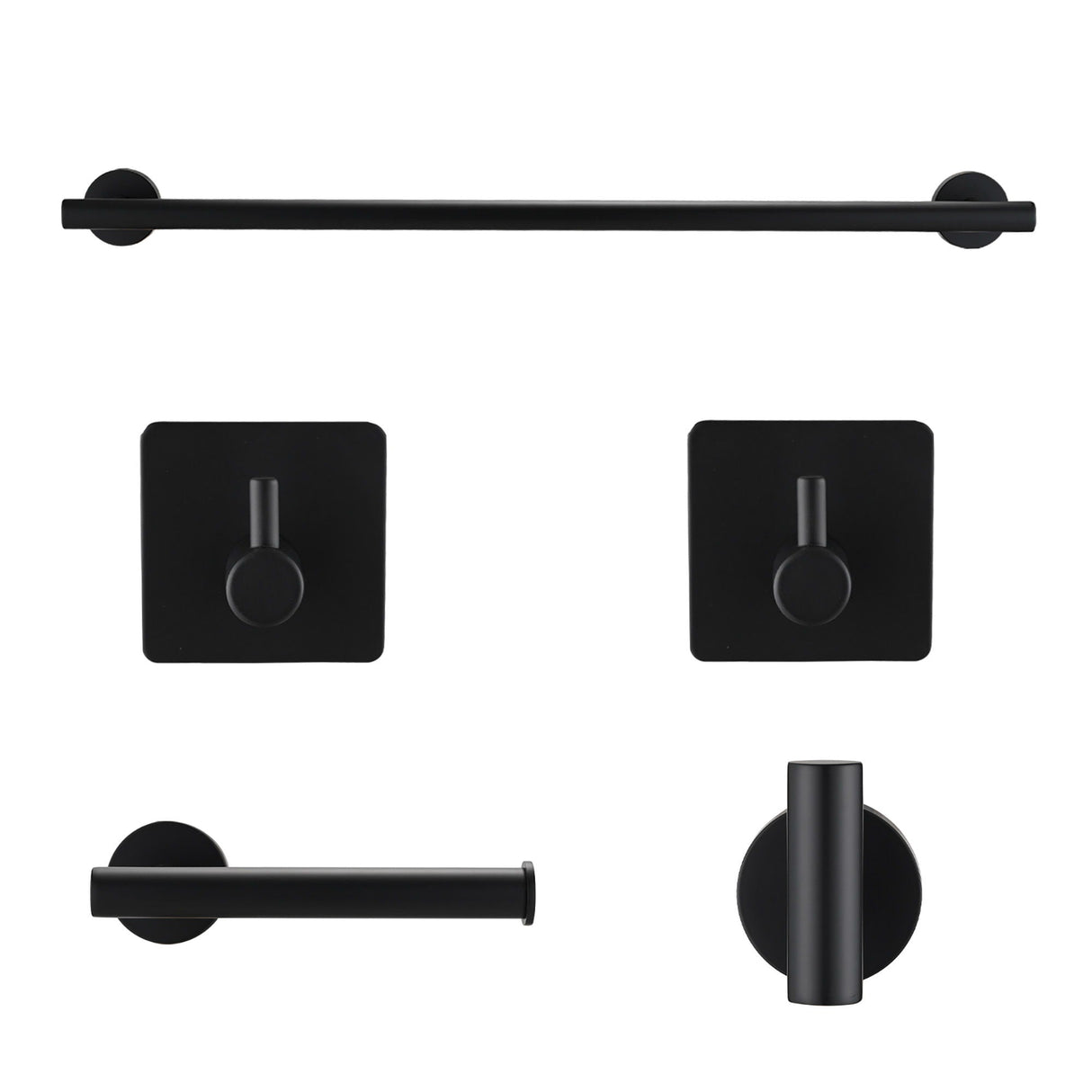 Bathroom Hardware Set Stainless Steel With Towel Bar, Paper Holder, And Hooks - Matte Black by Couch.com