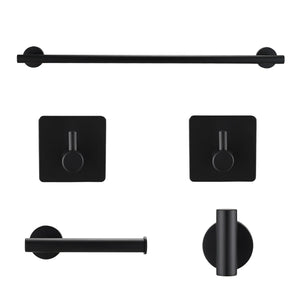 Bathroom Hardware Set Stainless Steel With Towel Bar, Paper Holder, And Hooks - Matte Black by Couch.com