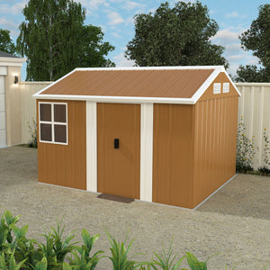 Heavy Duty Metal Storage Shed With Windows And Lockable Door, Weatherproof Outdoor Garden Shed by Couch.com