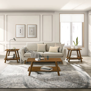 Metz - Mid-Century Modern Wood Shelf 3 Piece Coffee Table Set - Walnut by Couch.com