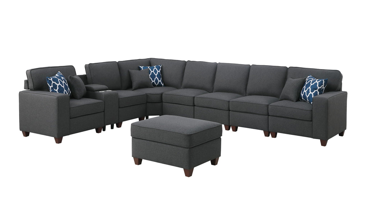 Hannah - Sectional Sofa With Ottoman - Dark Gray by Couch.com