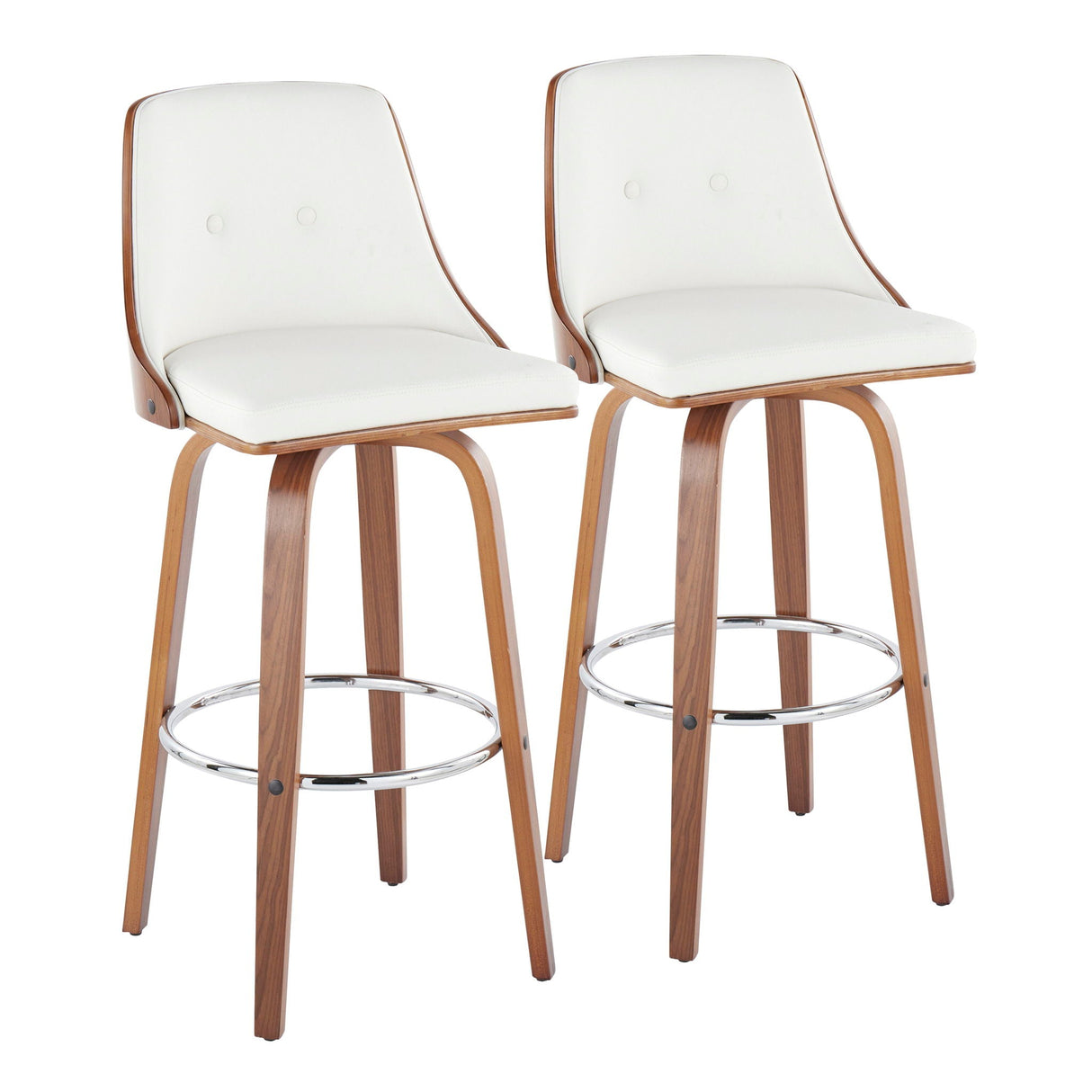 Gianna - Mid Century Modern Fixed Height Barstool With Swivel With Round Footrest (Set of 2) by Couch.com